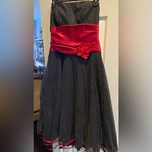 Black white polka dot cocktail dress size 11 Juniors